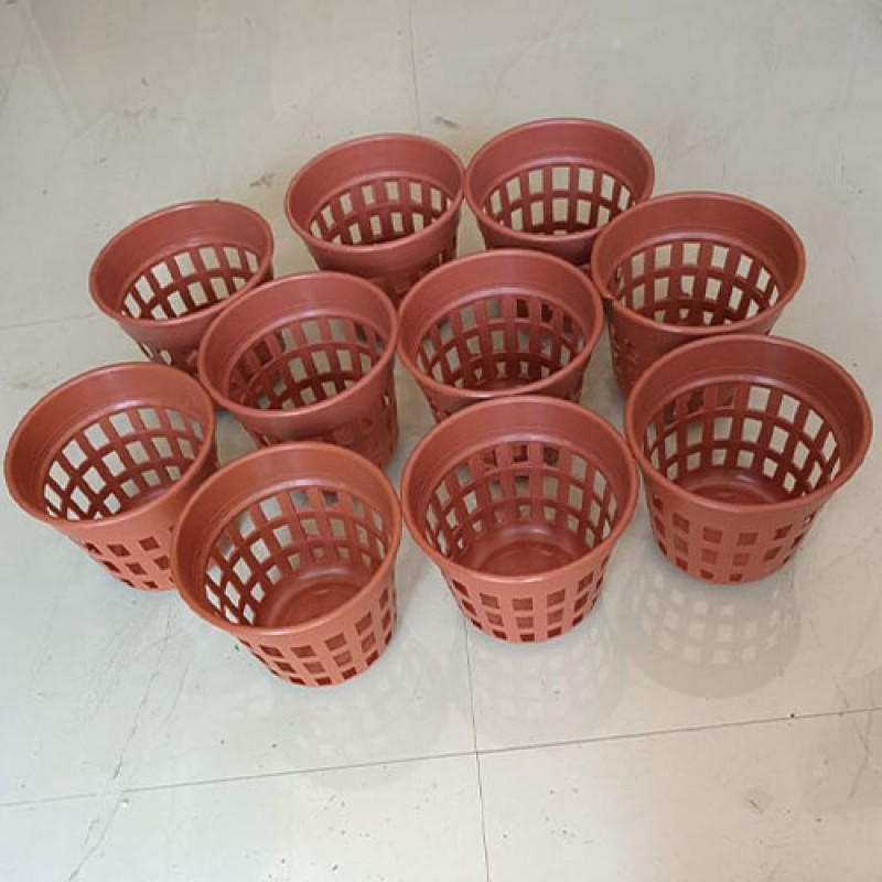 SET OF 10 LARGE ORCHID POTS(BROWN)